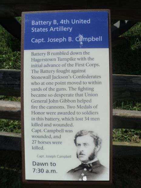 BATTERY B, 4TH UNITED STATES ARTILLERY MEMORIAL MARKER