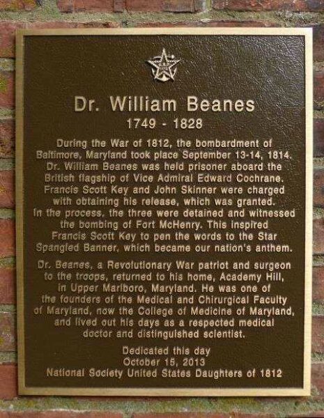 DR. WILLIAM BEANES MEMORIAL PLAQUE