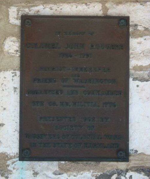 COLONEL JOHN ROGERS REVOLUTIONARY WAR MEMORIAL PLAQUE