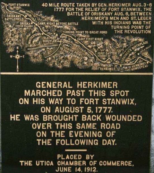 GENERAL HERKIMER MARCHED PAST THIS SPOT MEMORIAL PLAQUE