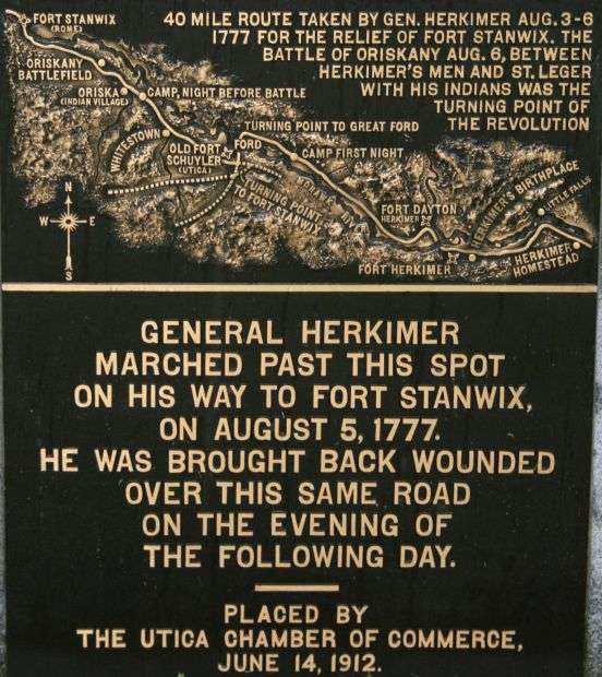 GENERAL HERKIMER MARCHED PAST THIS SPOT MEMORIAL PLAQUE