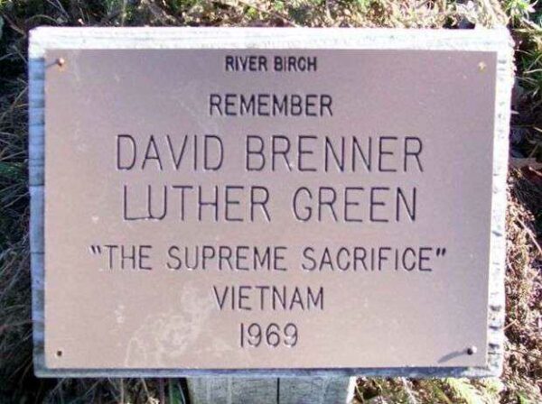 DAVID BRENNER AND LUTHER GREEN MEMORIAL PLAQUE