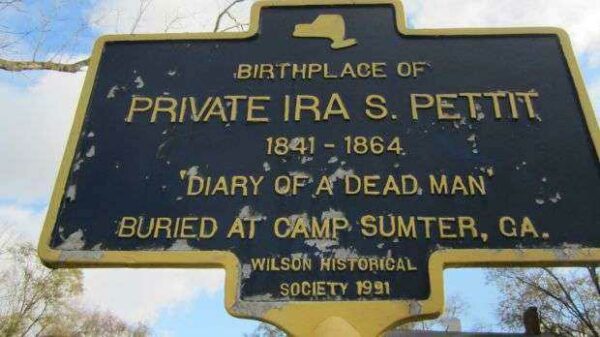 BIRTHPLACE OF PRIVATE IRA S. PETTIT WAR MEMORIAL MARKER