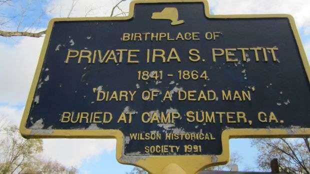 BIRTHPLACE OF PRIVATE IRA S. PETTIT WAR MEMORIAL MARKER