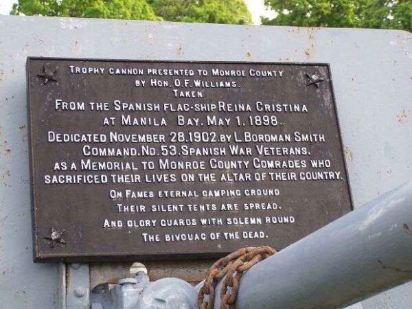MONROE COUNTY TROPHY CANNON MEMORIAL PLAQUE