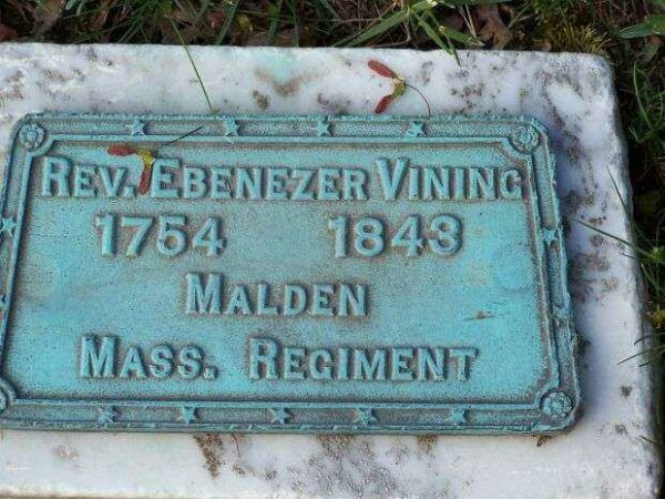 REV. EBENEZER VINING WAR MEMORIAL PLAQUE