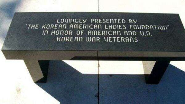 KOREAN WAR VETERANS MEMORIAL BENCH