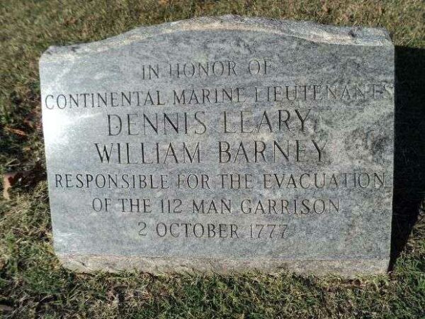 CONTINENTAL MARINE LIEUTENANTS DENNIS LEARY & WILLIAM BARNEY WAR MEMORIAL