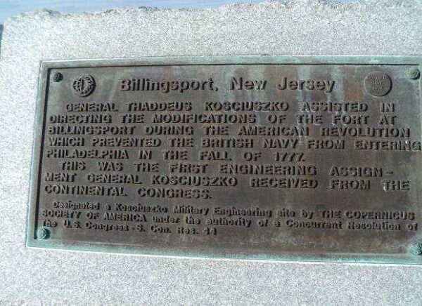 BILLINGSPORT NEW JERSEY REVOLUTIONARY WAR MEMORIAL PLAQUE