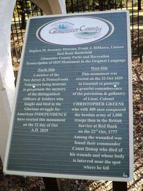 RED BANK REVOLUTIONARY WAR MEMORIAL PLAQUE