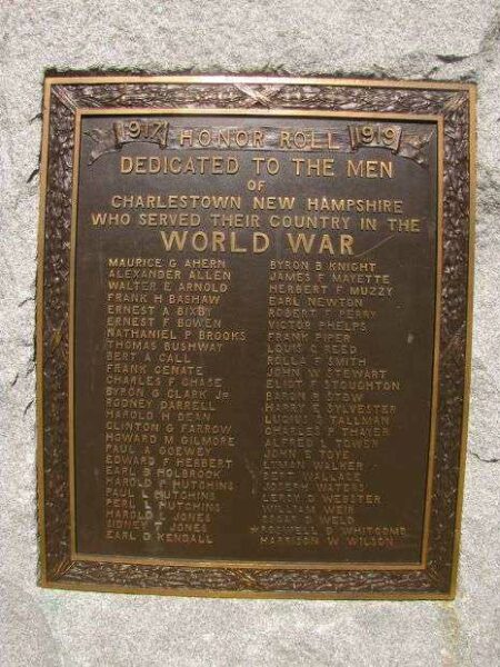 CHARLESTOWN CIVIL WAR AND WORLD WAR MEMORIAL PLAQUE C
