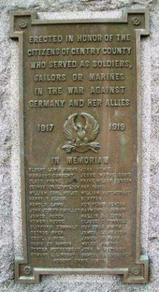 GENTRY COUNTY WORLD WAR I MEMORIAL PLAQUE I