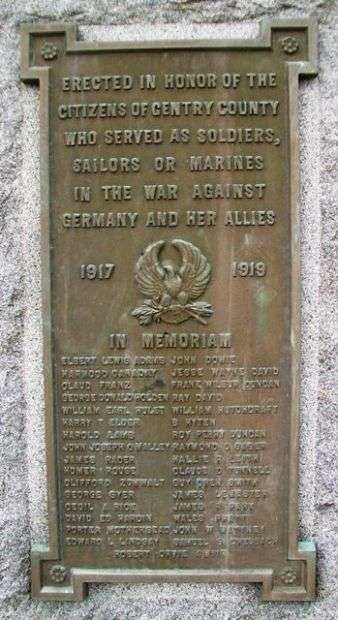 GENTRY COUNTY WORLD WAR I MEMORIAL PLAQUE I