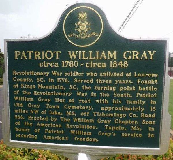 PATRIOT WILLIAM GRAY WAR MEMORIAL MARKER