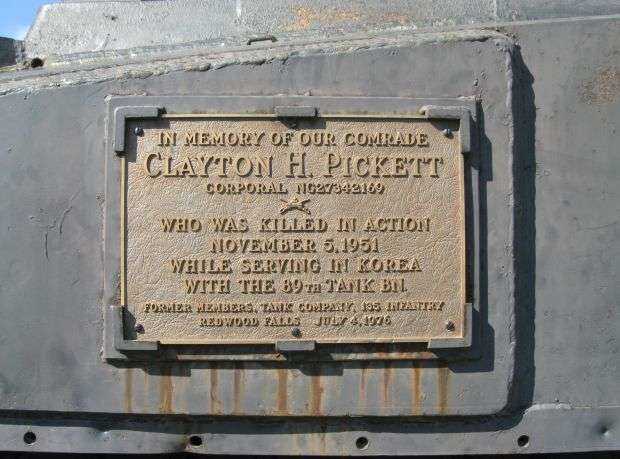 CLAYTON H. PICKETT MEMORIAL TANK PLAQUE