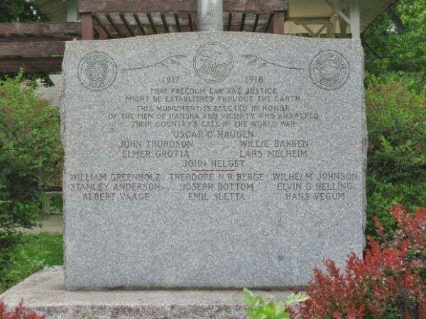 HANSKA WORLD WAR I MEMORIAL