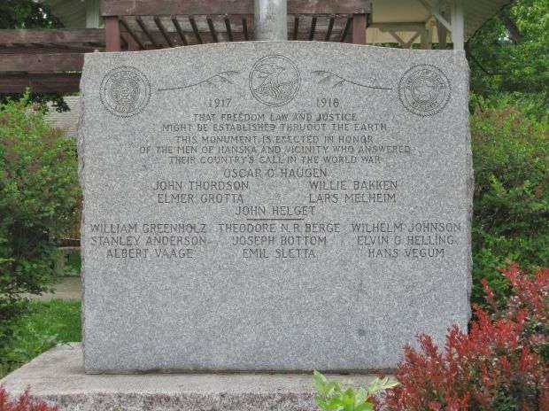 HANSKA WORLD WAR I MEMORIAL