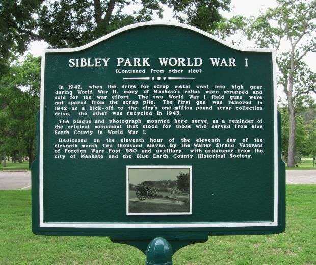 SIBLEY PARK WORLD WAR I MEMORIAL MARKER BACK