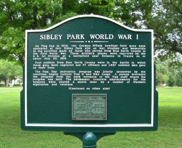 SIBLEY PARK WORLD WAR I MEMORIAL MARKER FRONT