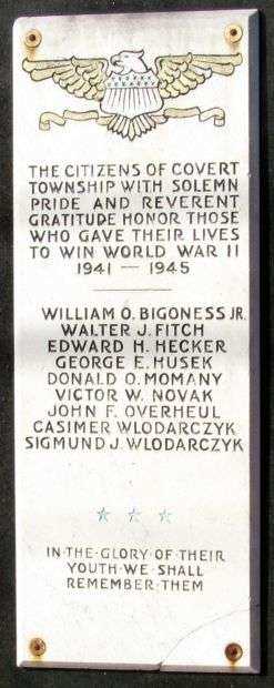 COVERT WORLD WAR II MEMORIAL PLAQUE