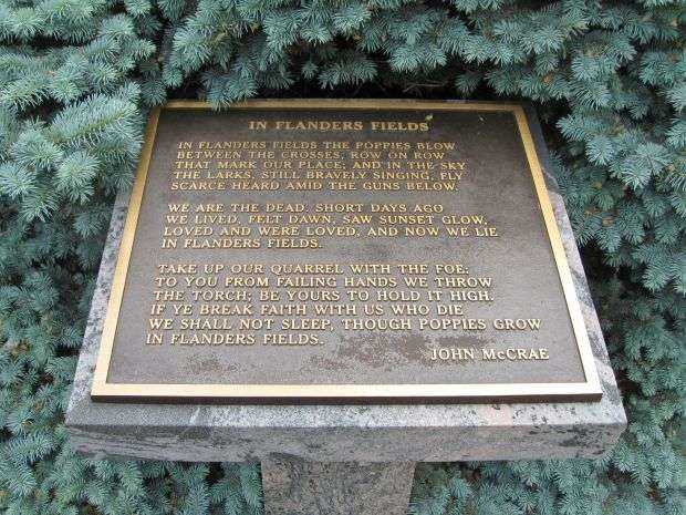 IN FLANDERS FIELDS MEMORIAL PLAQUE