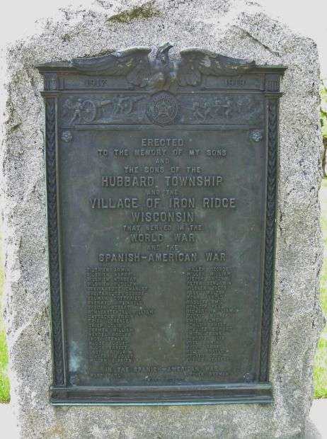 HUBBARD TOWNSHIP AND THE VILLAGE OF IRON RIDGE WAR MEMORIAL
