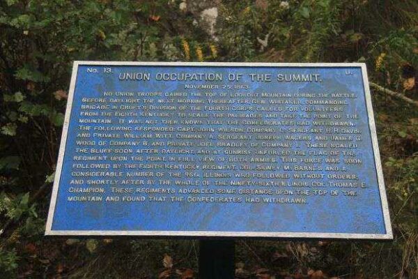 UNION OCCUPATION OF THE SUMMIT MEMORIAL PLAQUE