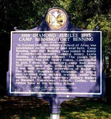 DIAMOND JUBILEE CAMP BENNING/FORT BENNING MEMORIAL MARKER SIDE 1