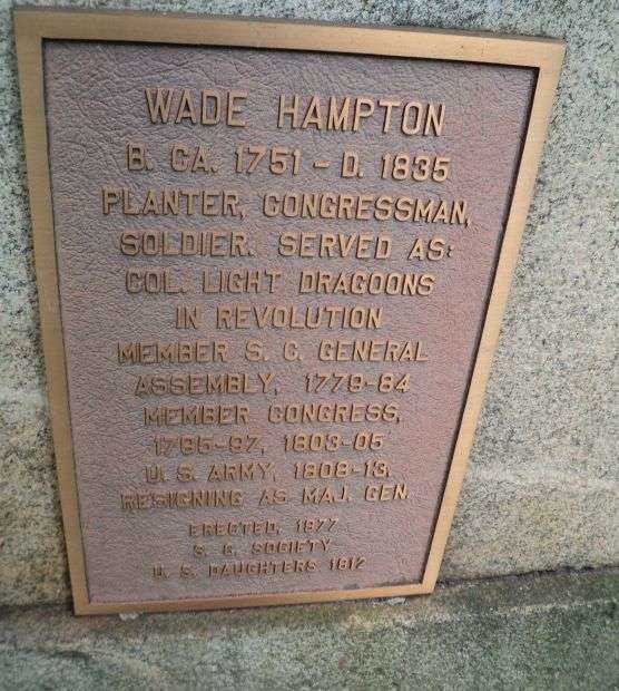 MAJ. GEN. WADE HAMPTON REVOLUTIONARY WAR SOLDIER MEMORIAL