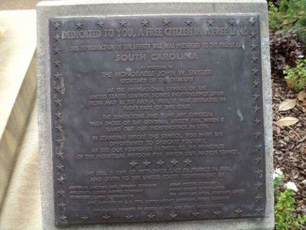 COLUMBIA LIBERTY BELL REPLICA MEMORIAL PLAQUE