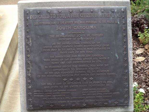 COLUMBIA LIBERTY BELL REPLICA MEMORIAL PLAQUE