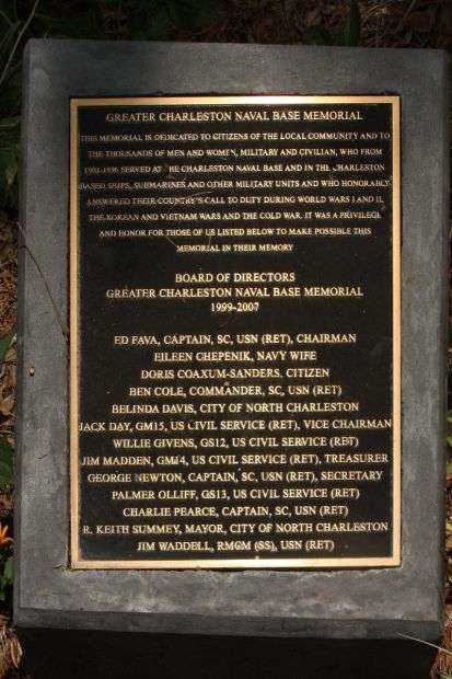 GREATER CHARLESTON NAVAL BASE MEMORIAL PLAQUE