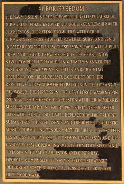 41 FOR FREEDOM MEMORIAL SUBMARINE PLAQUE
