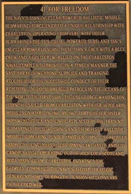 41 FOR FREEDOM MEMORIAL SUBMARINE PLAQUE