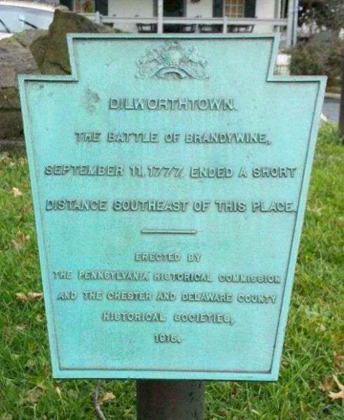 THE BATTLE OF BRANDYWINE WAR MEMORIAL PLAQUE