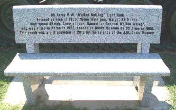 US ARMY M-41 “WALKER BULLDOG” LIGHT TANK MEMORIAL BENCH