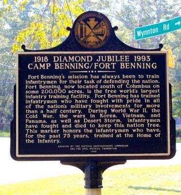 DIAMOND JUBILEE CAMP BENNING/FORT BENNING MEMORIAL MARKER SIDE 2