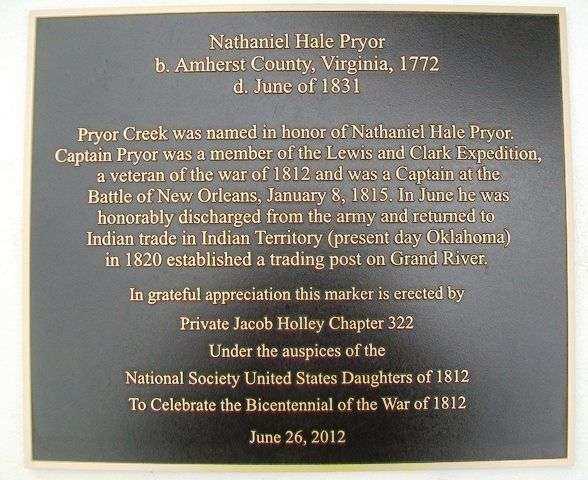 NATHANIEL HALE PRYOR WAR MEMORIAL PLAQUE