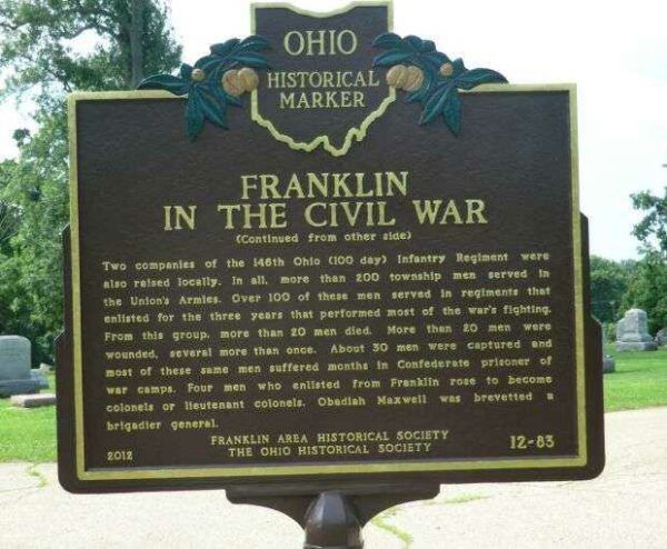 FRANKLIN IN THE CIVIL WAR MEMORIAL MARKER BACK