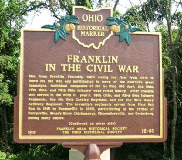 FRANKLIN IN THE CIVIL WAR MEMORIAL MARKER FRONT