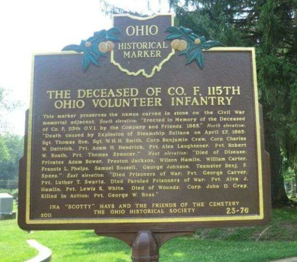 THE DECEASED OF CO. F, 115TH OHIO VOLUNTEER INFANTRY MEMORIAL MARKER