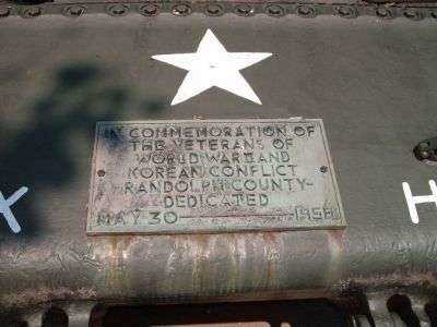 RANDOLPH COUNTY TANK MEMORIAL PLAQUE