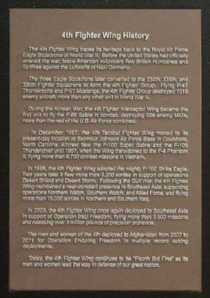 4TH FIGHTER WING MEMORIAL PLAQUE B