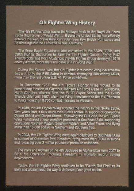 4TH FIGHTER WING MEMORIAL PLAQUE B