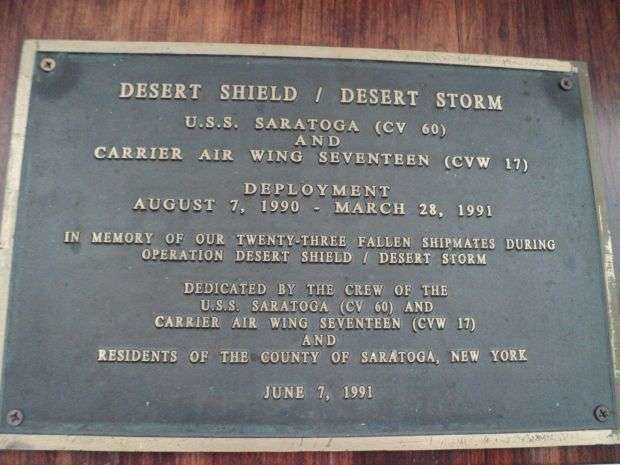 U.S.S. SARATOGA DESERT SHIELD/DESERT STORM MEMORIAL PLAQUE