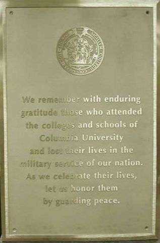THE BUTLER LIBRARY WAR MEMORIAL PLAQUE
