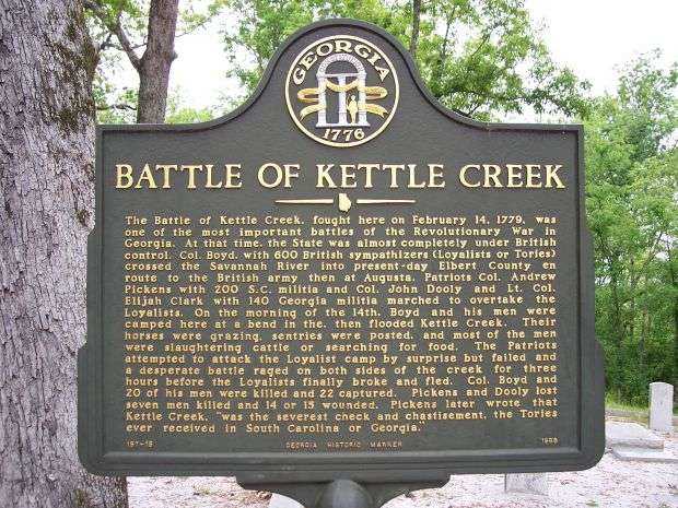BATTLE OF KETTLE CREEK WAR MEMORIAL MARKER