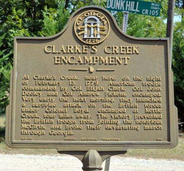 CLARKE’S CREEK ENCAMPMENT WAR MEMORIAL MARKER