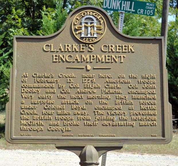 CLARKE’S CREEK ENCAMPMENT WAR MEMORIAL MARKER
