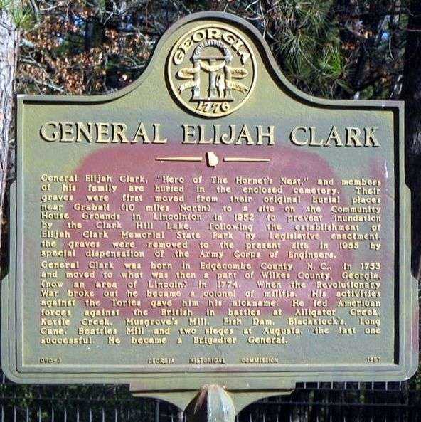 GERNERAL ELIJAH CLARK WAR MEMORIAL MARKER